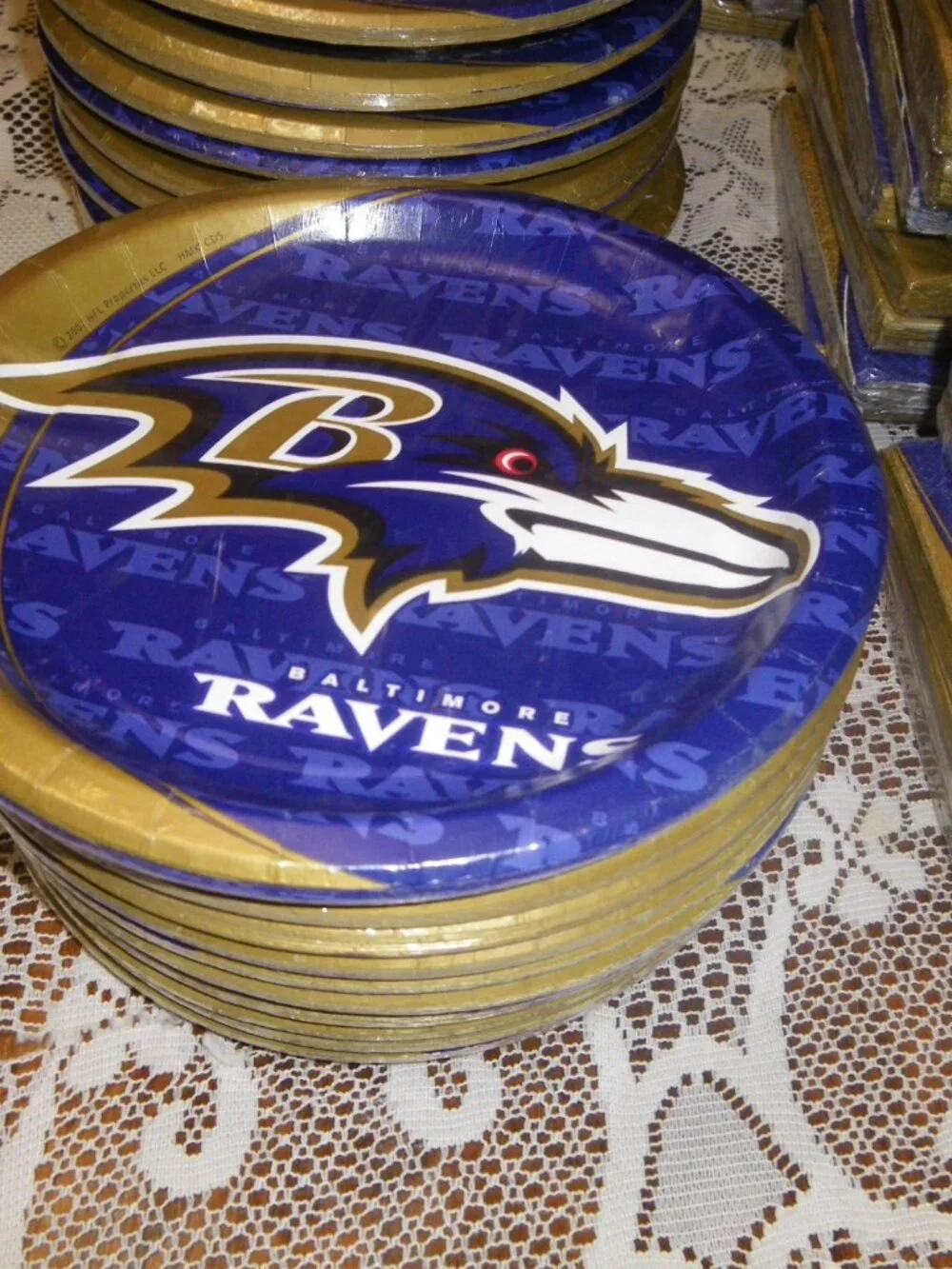 NFL Hallmark Football Party Pack! Baltimore Ravens 480 Plates 480 Napkins